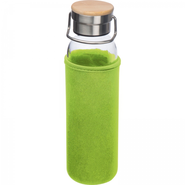 Butelka szklana z pokrowcem 600 ml P086996K jasnozielony