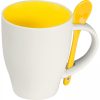 Kubek ceramiczny z łyżeczką 250 ml P085170K żółty
