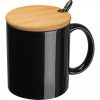 Kubek ceramiczny z łyżeczką 300 ml P086894K czarny