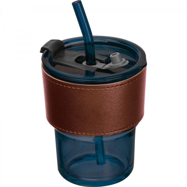 Kubek szklany ze słomką 320 ml CLEMENS P087096K MC-83844-W