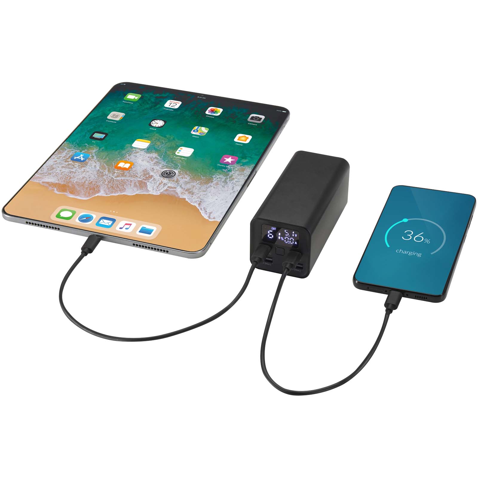 Acamar powerbank do laptopa o pojemności 20 000 mAh i mocy 70 W z aluminium z recyklingu P123124C