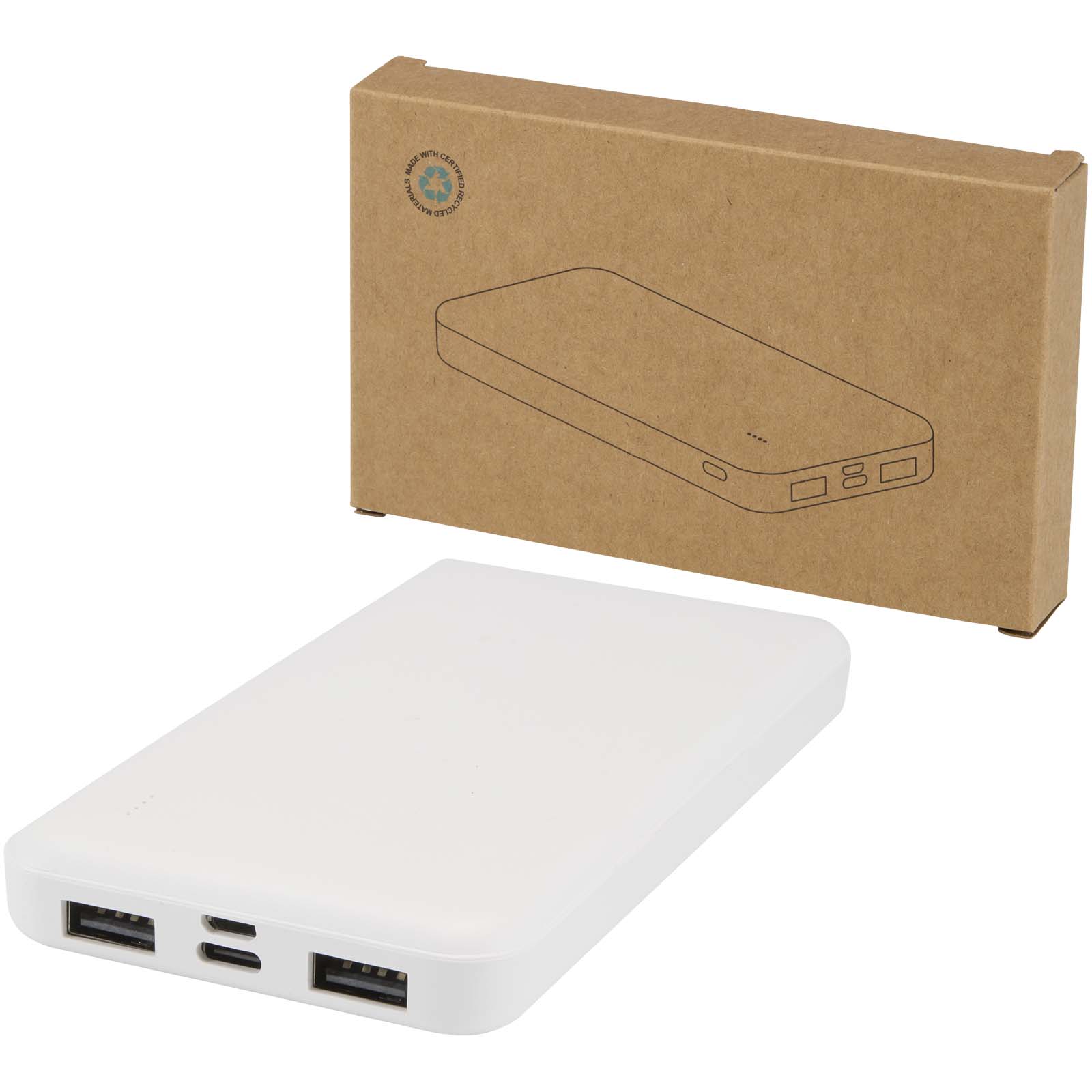 Intan powerbank o pojemności 10 000 mAh i mocy 10 W z tworzyw sztucznych pochodzących z recyklingu P123365C PFC-124458-W