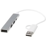 Alkaid 4-portowy hub USB-A i typu C z podwójnym wejściem wykonany z aluminium z recyklingu P123344C