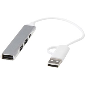 Alkaid 4-portowy hub USB-A i typu C z podwójnym wejściem wykonany z aluminium z recyklingu P123344C PFC-12446981