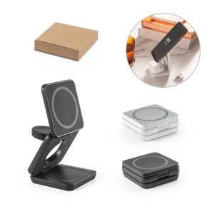 BROGLIE. Superszybka bezprzewodowa ładowarka magnetyczna 4 w 1 o mocy 15 W wykonana w ABS pochodzącego z recyklingu (100% rABS) P083166S ST-97169-W