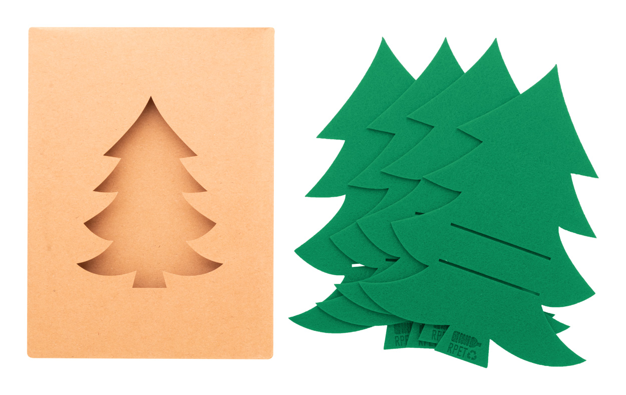 Zestaw świątecznych uchwytów RPET na sztućce P131209D zielony