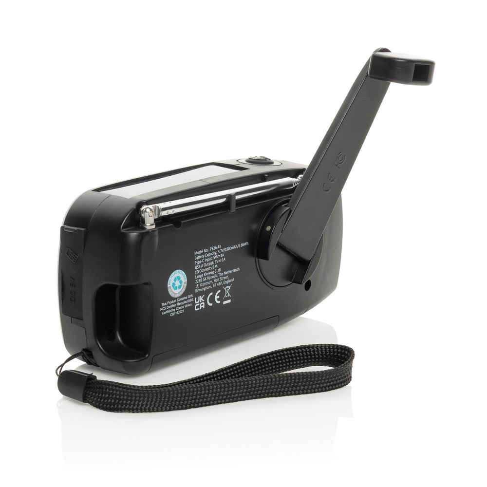 Radio survivalowe AM/FM, power bank 1800 mAh, latarka RescueWave P130425X