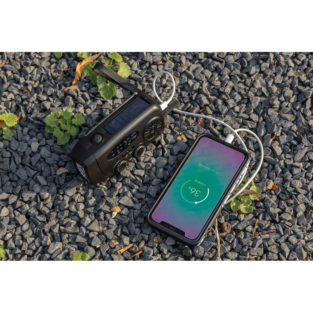 Radio survivalowe AM/FM, power bank 1800 mAh, latarka RescueWave P130425X
