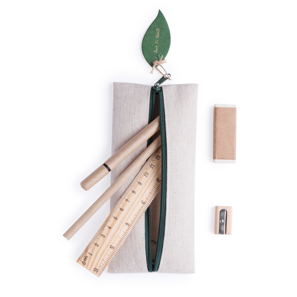 Zestaw szkolny, piórnik, ołówek, długopis, linijka, gumka i temperówka P132429X AX-V7365/A-20