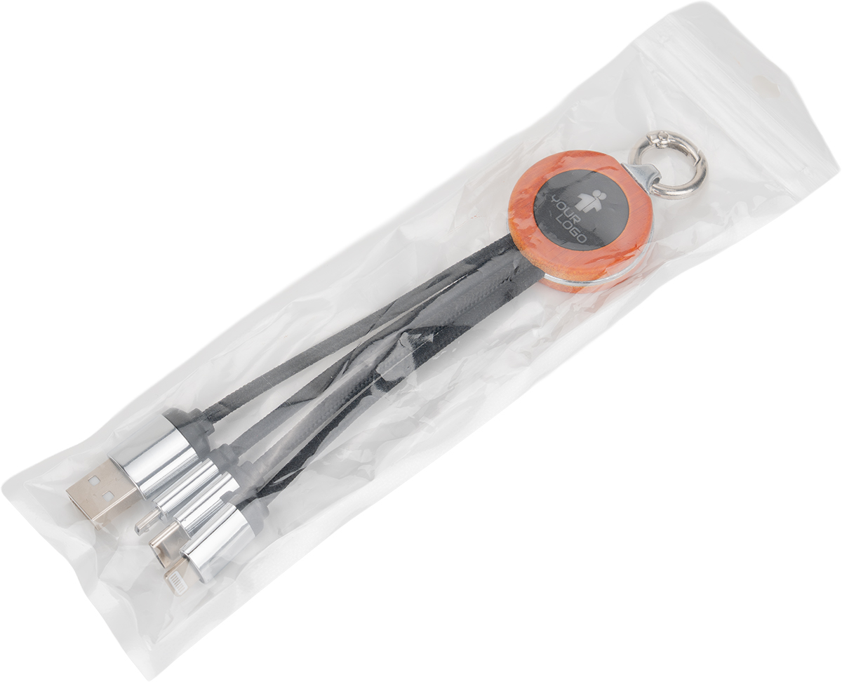 Kabel 4 w 1 z podświetlanym logo w drewnianej obudowie P132240G