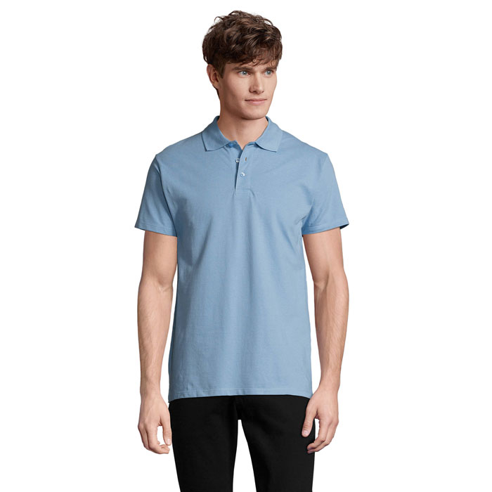 SPRING II MEN Polo 210g P128059O sky blue pique