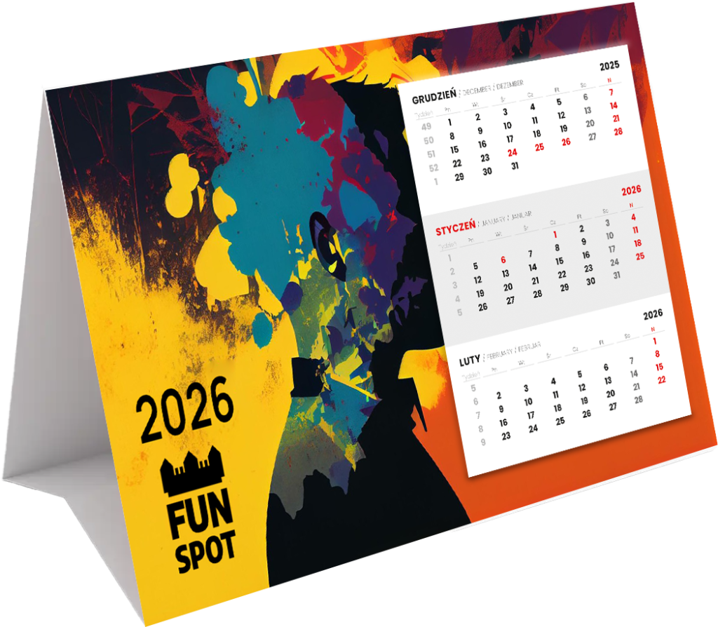 Kalendarz biurkowy piramidka z klejonym kalendarium KAL-BIUR-PIR-KLEJ