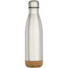 Cove butelka na wodę o pojemności 500 ml ze stali nierdzewnej z podwójnymi ściankami i izolacją próżniową oraz detalami korkowymi P123316C matowe srebro