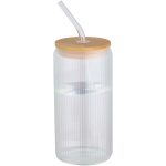 Mirage słoik ze szkła borokrzemoweggo o pojemności 500 ml z pojedynczą ścianką i pokrywką bambusową P134750C