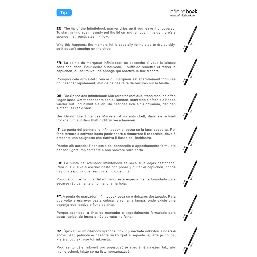 STARTER KIT INFINITEBOOK. Zestaw „Infinitebook” w twardej oprawie, 1 zestaw do czyszczenia, 1 marker i 1 uchwyt na długopis P134494S