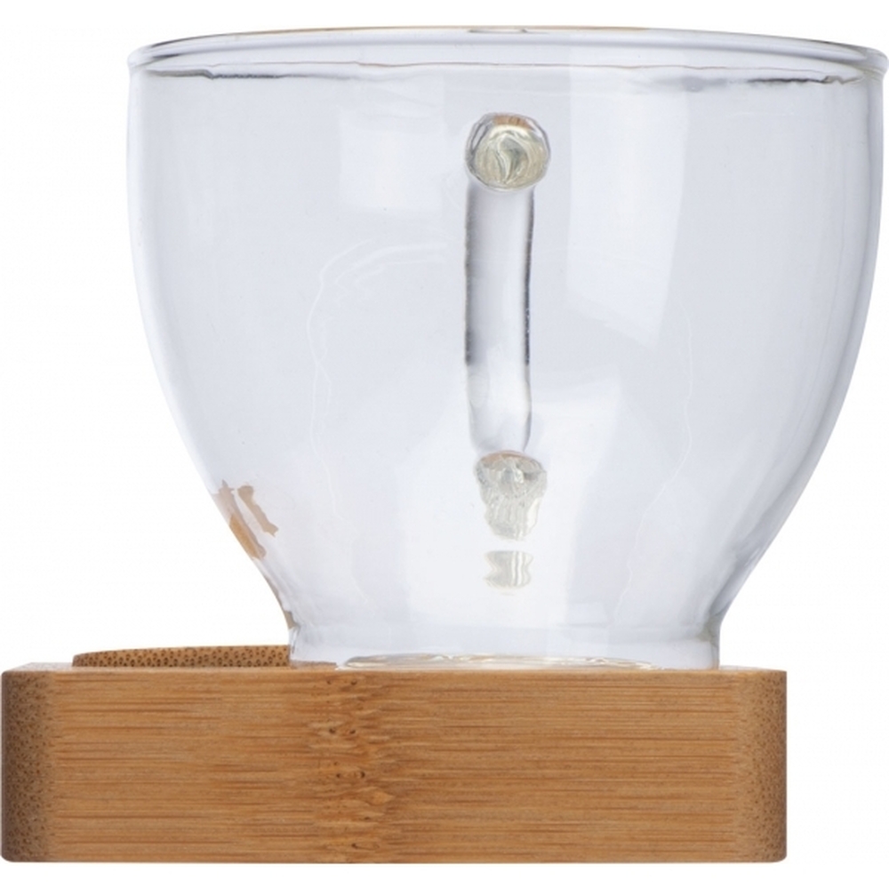 Taca z łyżeczką i szklanym kubkiem FORMOSA 150 ml P134261G