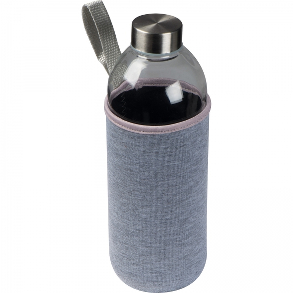 Butelka szklana z pokrowcem 1000 ml P086614K szary