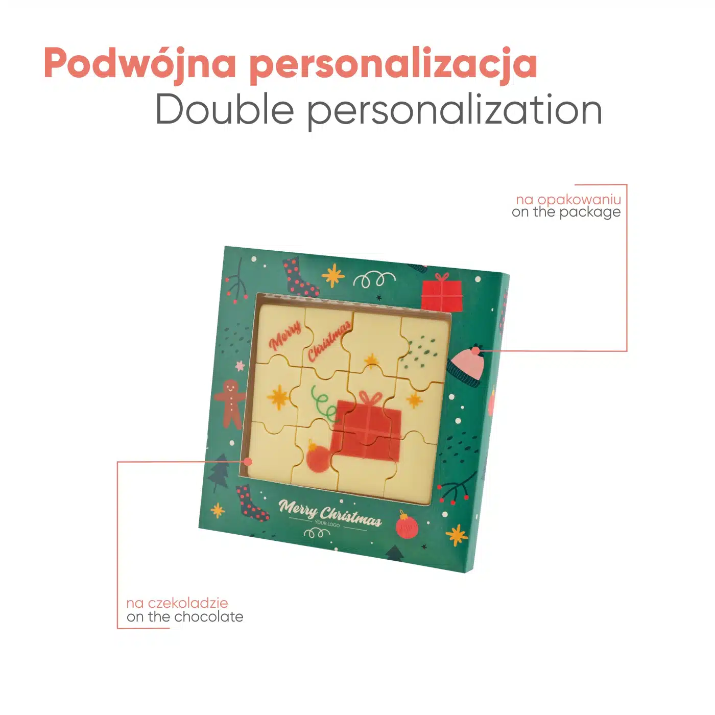 ZESTAW CZEKOLADEK Z NADRUKIEM PUZZLE 12 SZTUK Xmas P137378Z
