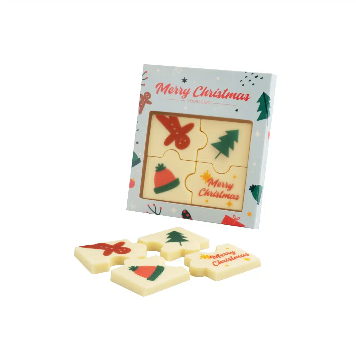 ZESTAW CZEKOLADEK Z NADRUKIEM PUZZLE 4 SZTUKI P137414Z SL-0048/XMAS