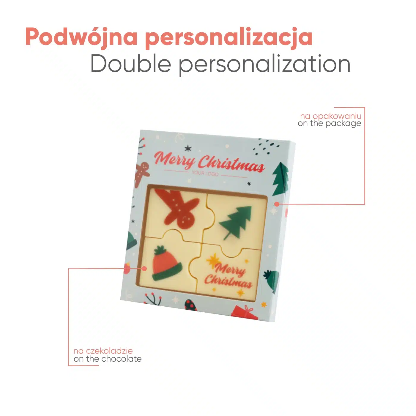 ZESTAW CZEKOLADEK Z NADRUKIEM PUZZLE 4 SZTUKI P137414Z