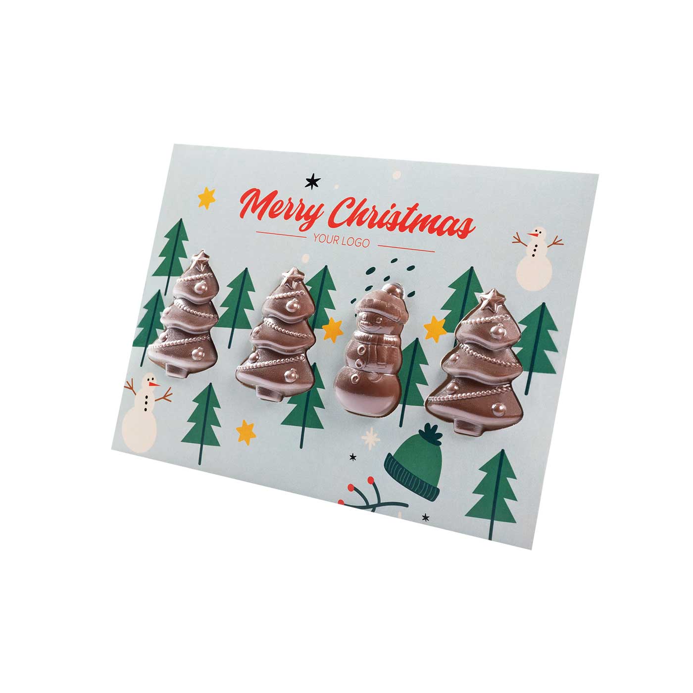 ZESTAW CZEKOLADEK ŚWIĄTECZNA KARTKA Z CHOINKAMI Xmas P137362Z