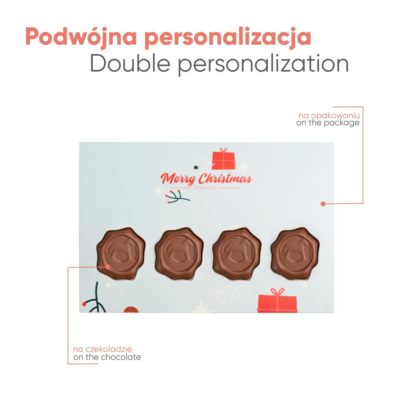 ZESTAW CZEKOLADEK WYSYŁKOWYCH Z LOGO PIECZĘĆ Xmas P143522Z