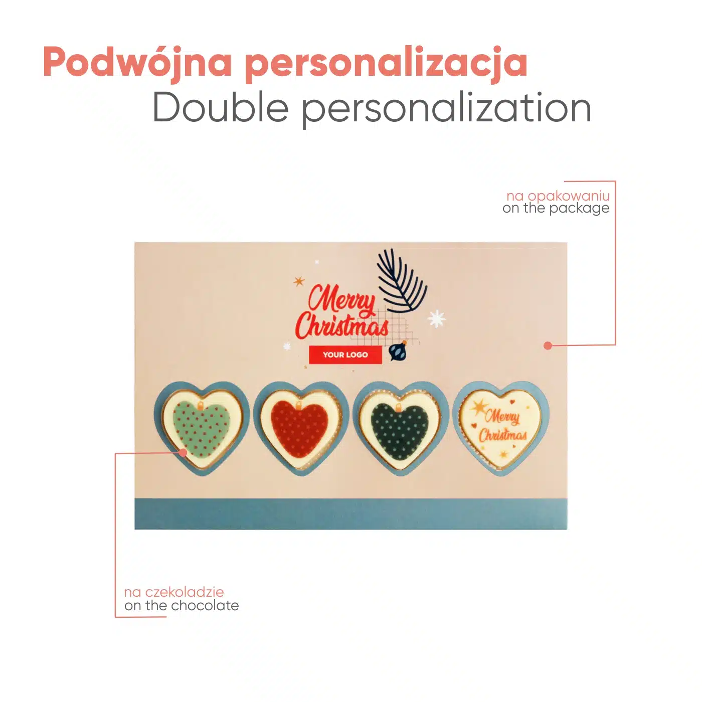 ZESTAW CZEKOLADEK WYSYŁKOWYCH Z NADRUKIEM SERCE Xmas P137347Z