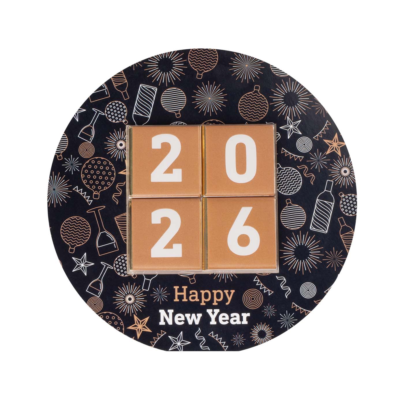 ZESTAW CZEKOLADEK KWADRATOWYCH W KOPERCIE KSZTAŁTOWEJ – KOŁO P136789Z SL-0525A/NEW YEAR