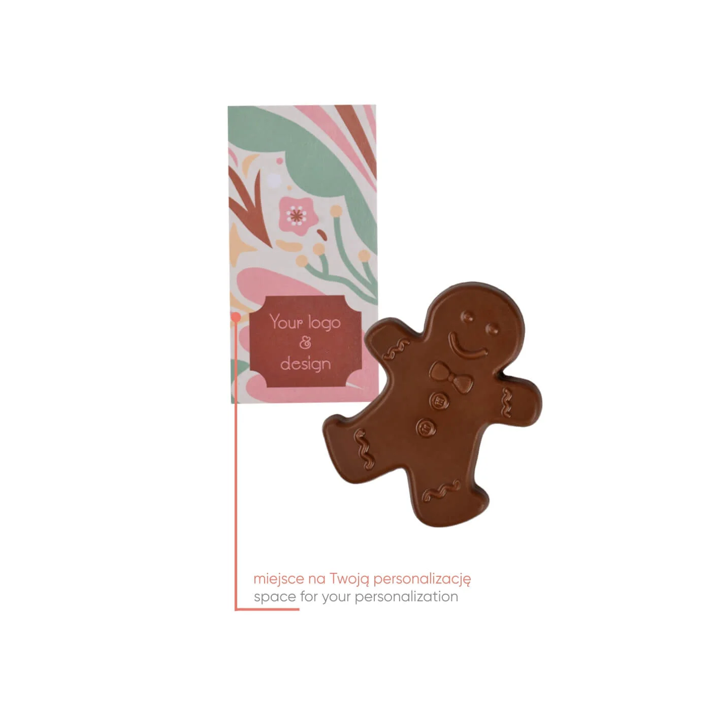 SŁODYCZE REKLAMOWE ADVERT CARD – CZEKOLADOWY LUDZIK Z PIERNIKA P136705Z