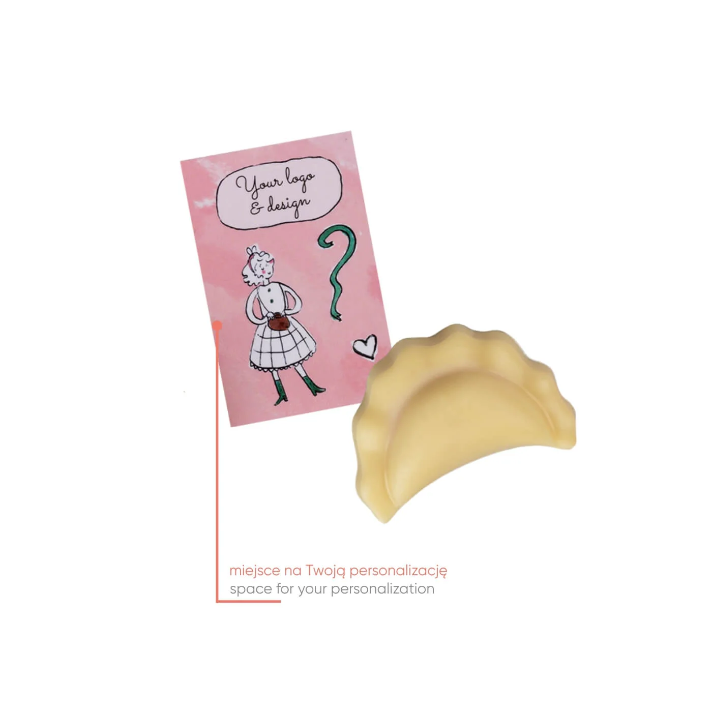 SŁODYCZE REKLAMOWE ADVERT CARD – PRALINKA CZEKOLADOWY PIERÓG P136713Z