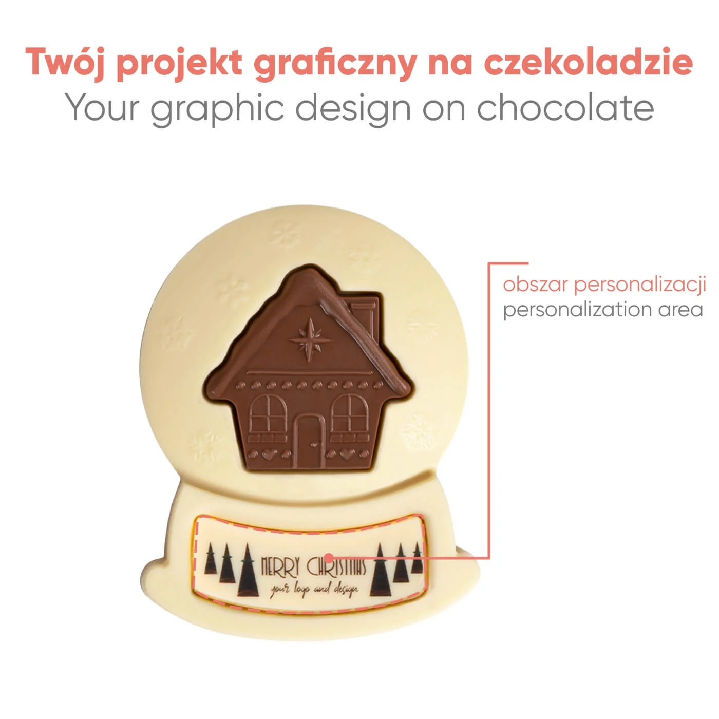 CZEKOLADOWY KSZTAŁT BOŻONARODZENIOWA KULA ŚNIEŻNA PRINT P137379Z