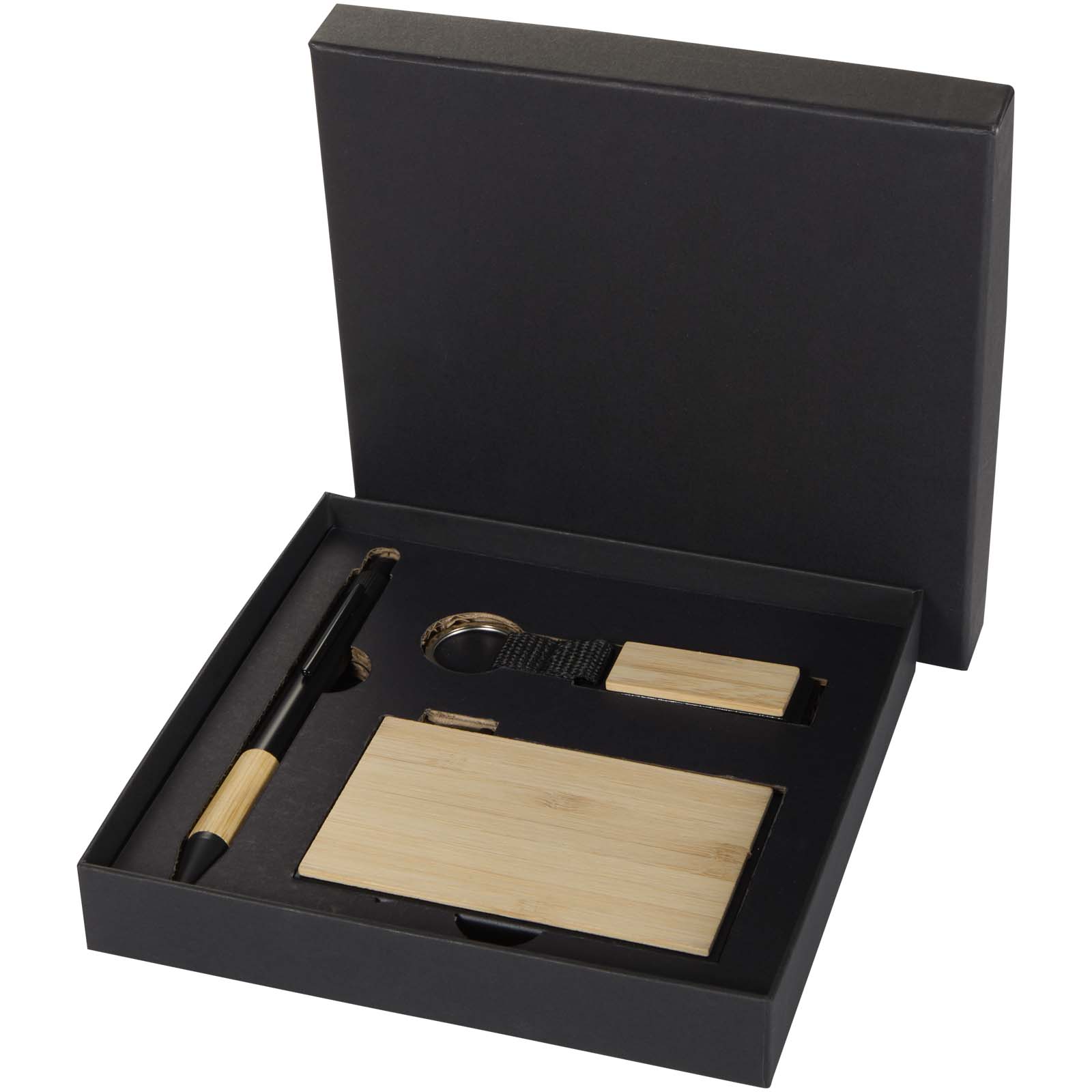 Minka zestaw upominkowy zawierający długopis wykonany z aluminium z recyklingu z certyfikatem RCS, łańcuch do kluczy oraz ramka na kartę RFID P137481C PFC-10633706