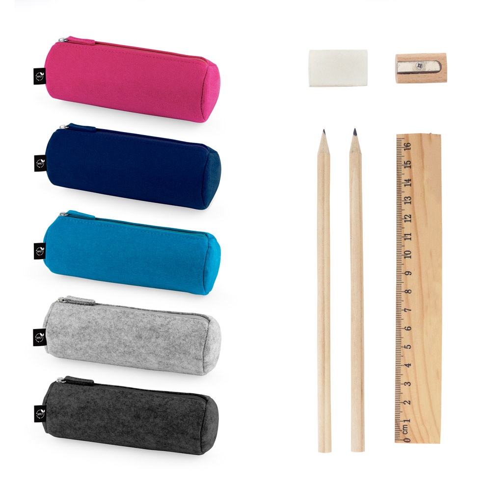 NOMAD. Wielofunkcyjne etui z filcu pochodzącego z recyklingu (100% rPET) z linijką, ołówkami, gumką i temperówką P134756S ST-11196-W