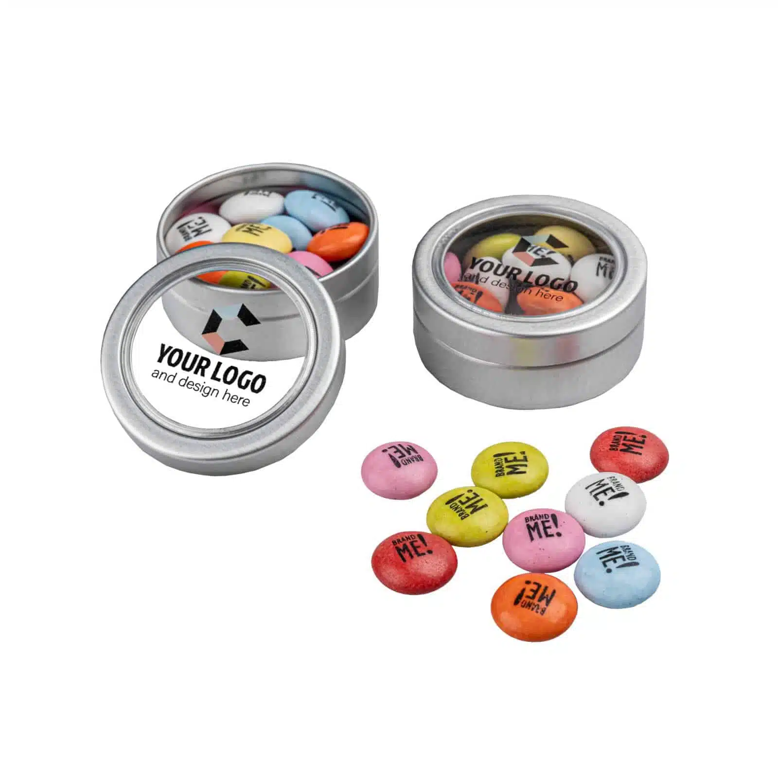 CZEKOLADOWE LENTILKI Z NADRUKIEM PUSZKA BRAND ME! TIN P137249Z SL-0387