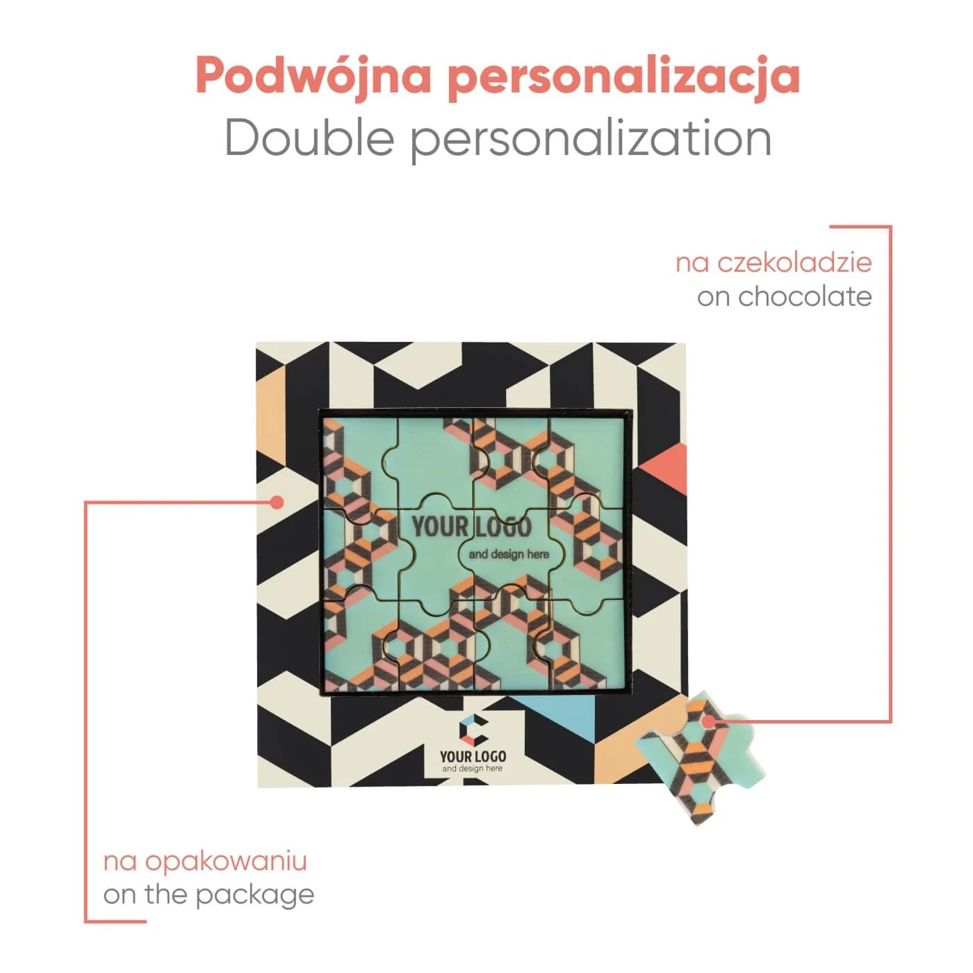 ZESTAW CZEKOLADEK Z NADRUKIEM PUZZLE 12 SZTUK P136803Z