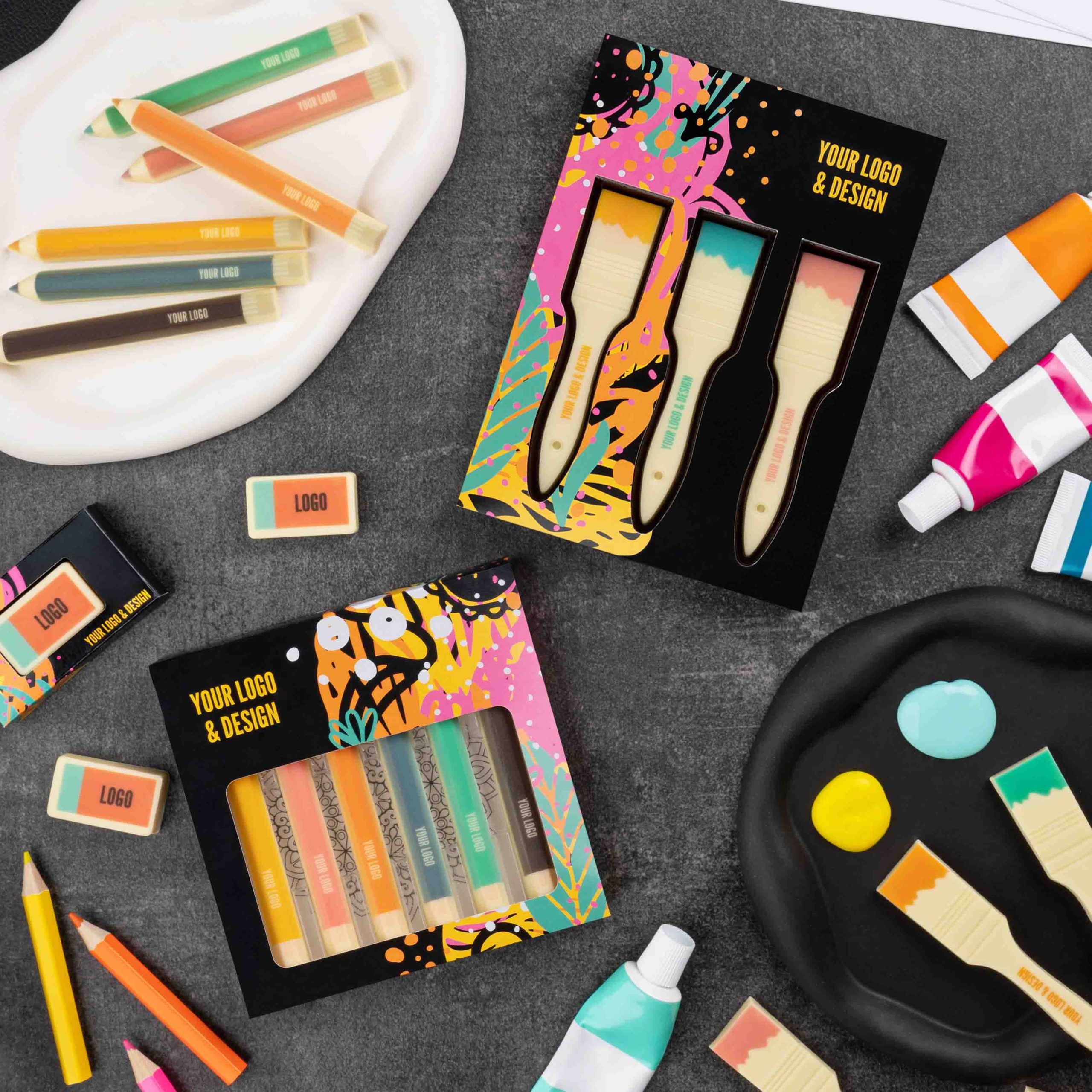 ZESTAW CZEKOLADEK Z NADRUKIEM PĘDZLE 3 SZT P136802Z