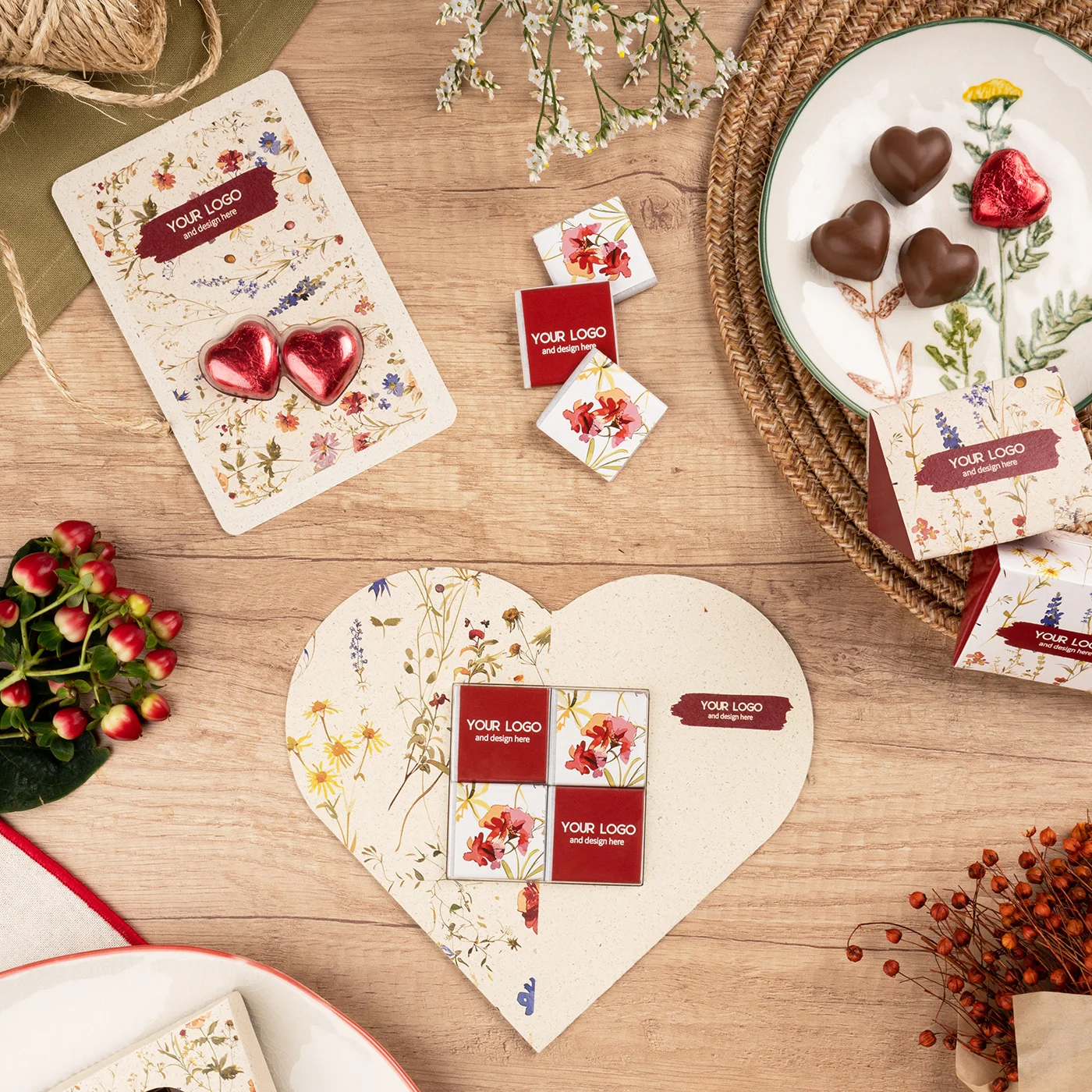 ZESTAW CZEKOLADEK KWADRATOWYCH W KOPERCIE KSZTAŁTOWEJ – SERCE P136791Z