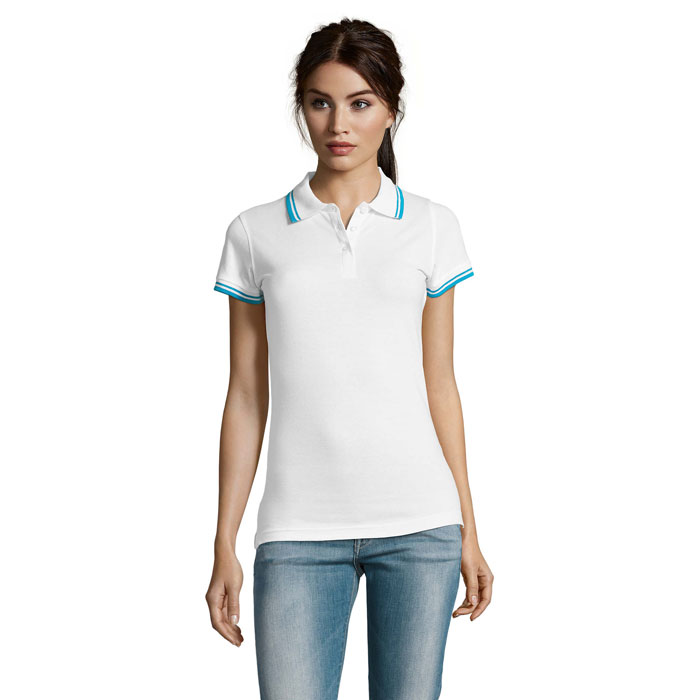 PASADENA damskie polo 200g P123567O white / aqua