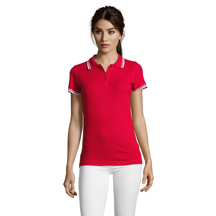 PASADENA damskie polo 200g P123567O rojo / blanco