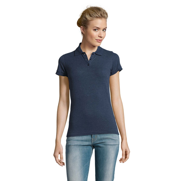 PERFECT Damskie POLO 180g P128023O melanż denim