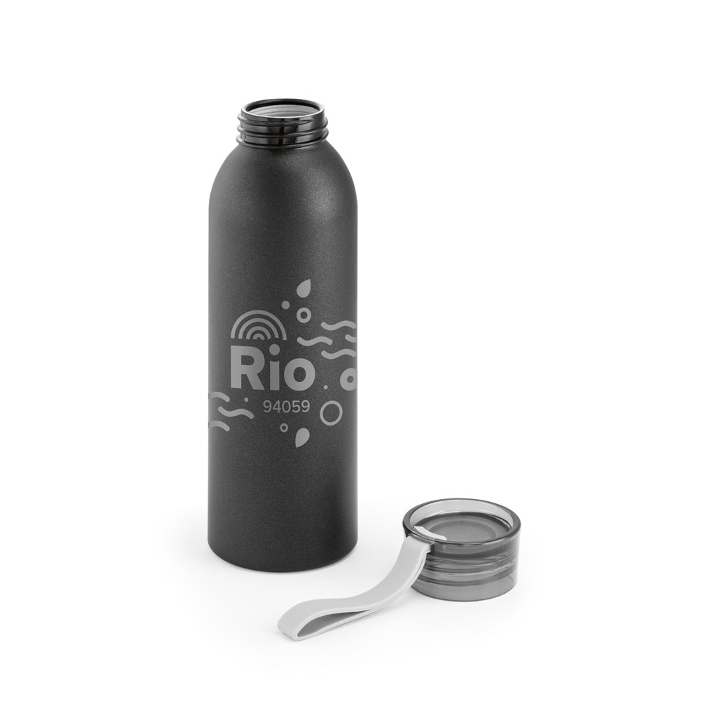RIO. Aluminiowym ABS pochodzącego z recyklingu (100% z rAL) butelka z zakrętką z PP 660 ml P037100S czarny