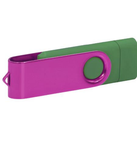 Pamięć USB PD-6 OTG-C P061621U ciemnozielony / różowy