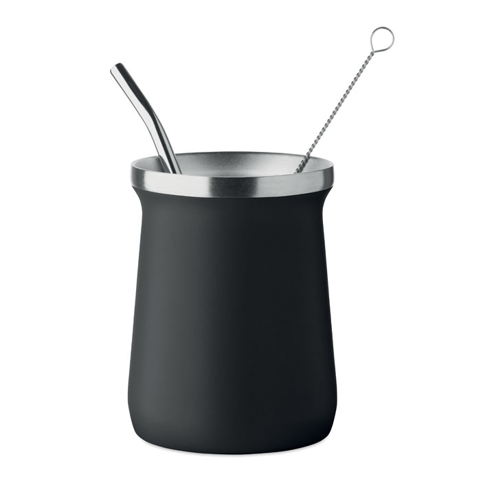 Kubek do herbaty yerba mate P147106O czarny