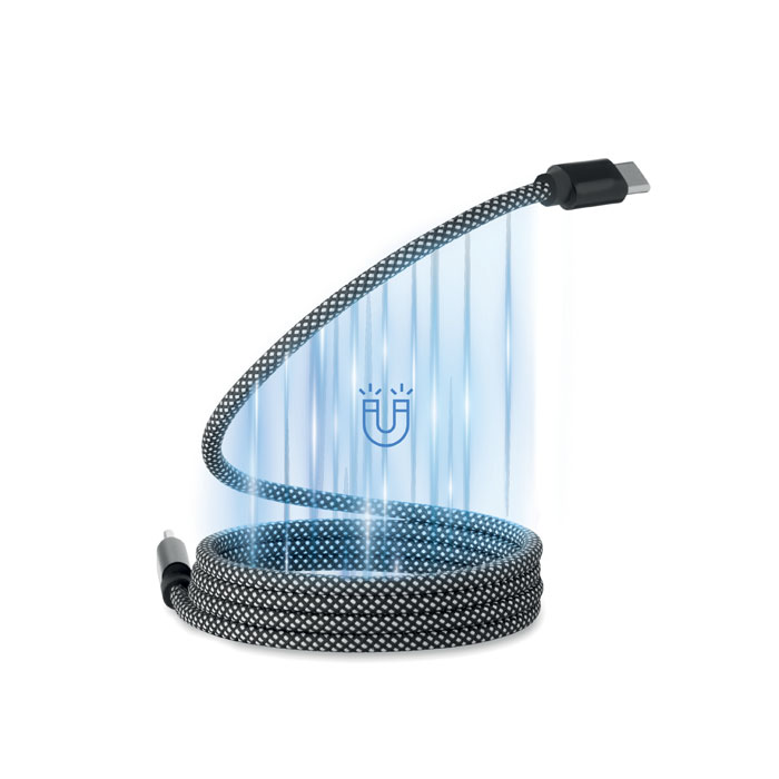 Pleciony kabel magnetycznyRPET P147114O bialy / czarny