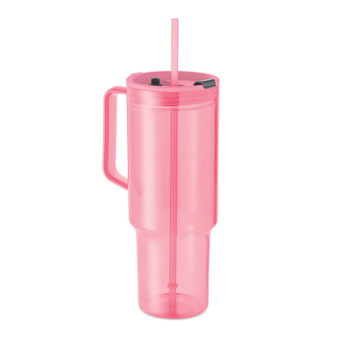 Kubek z RPET 1200ml P147630O przezroczysty rózowy