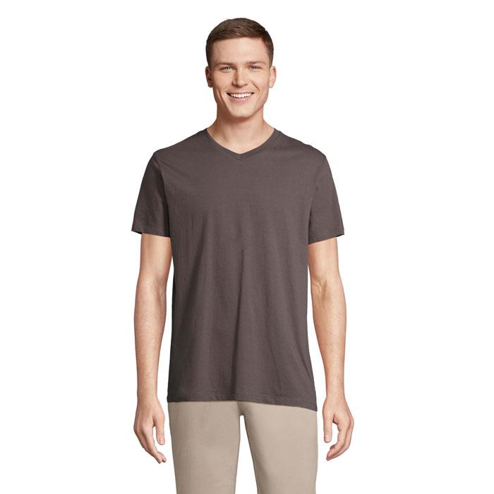 REGENT V V-NECK T-SHIRT P147880O ciemny szary