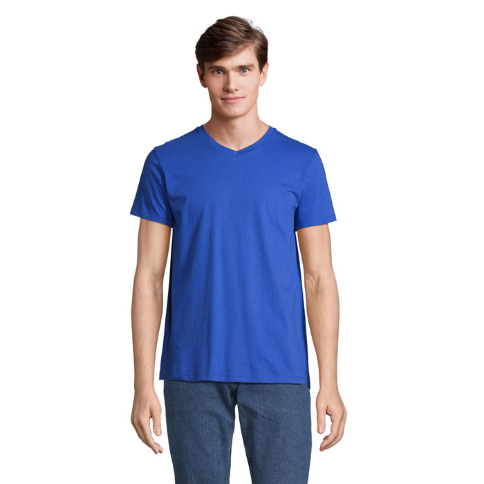 REGENT V V-NECK T-SHIRT P147880O niebieski