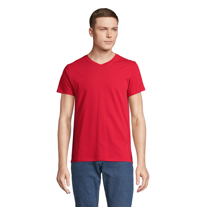 REGENT V V-NECK T-SHIRT P147880O czerwony