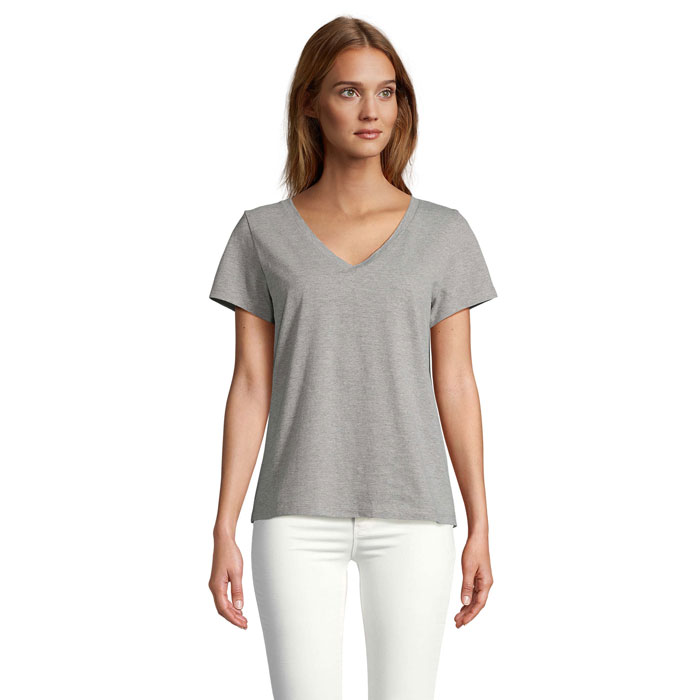 REGENT V T-SHIRT WOMEN P147936O szary melanż