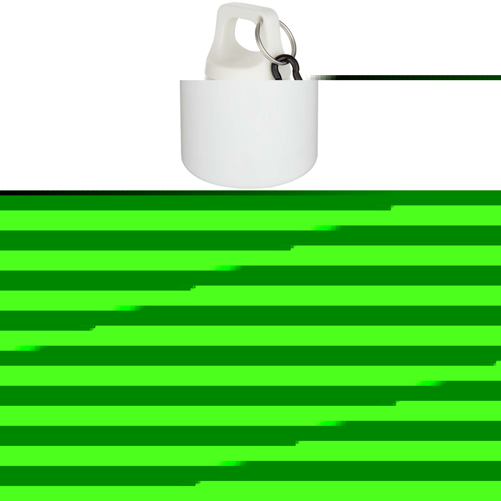 Oregon butelka na wodę o pojemności 750 ml z w jednolitym kolorze z karabińczykiem, wykonana z tworzyw sztucznych pochodzących z recyklingu z certyfikatem RCS P148587C biały